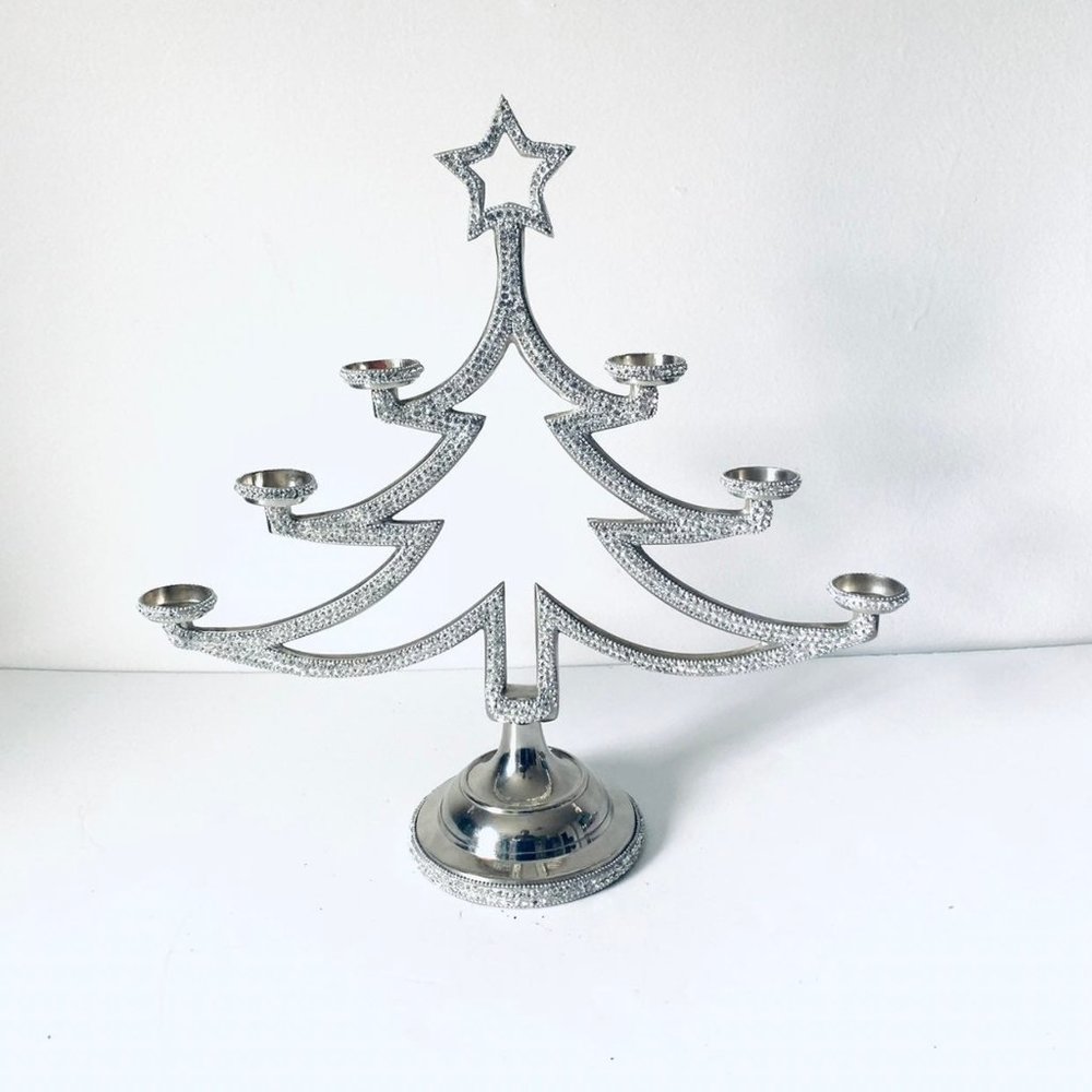 Silver Candleabra Large Christmas Tree